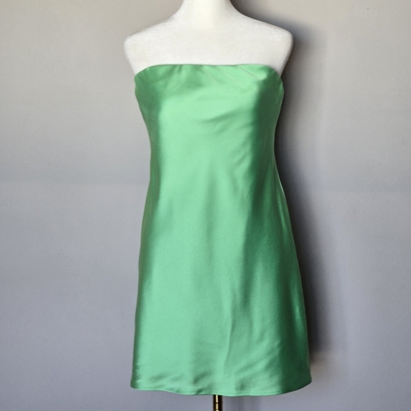 Show Me Your MuMu Taylor Green Silky Strapless Mini Summer Dress Size Large - Picture 13 of 13